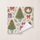 Red Green Grandmillennial Floral Holiday (Gant de toilette)