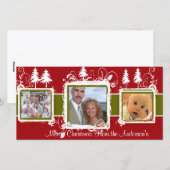 Red Green Grunge Pine Swirls Holiday Feestdagenkaart (Voorkant / Achterkant)