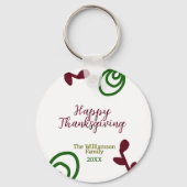 Red green happy Thanksgiving floral leaf fall Sleutelhanger (Voorkant)