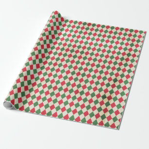 Red Green Harlequin Pattern Cadeaupapier