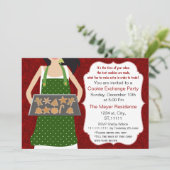 Red & Green Holiday Cookie-swap Uitnodiging recept (Staand voorkant)