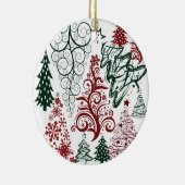 Red Green Holiday-kerstboompatroon Keramisch Ornament (Rechts)