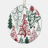 Red Green Holiday-kerstboompatroon Keramisch Ornament (Links)