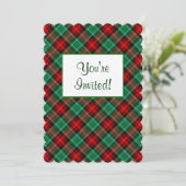 Red Green Holiday Retro Plaid Invitations personna (Debout devant)