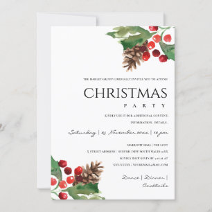 RED GREEN HOLLY BERRY PINE CONE KERSTFEEST FEESTDAGENKAART