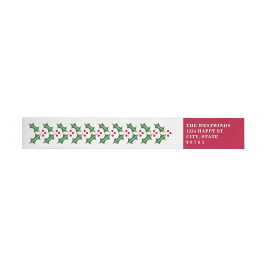 Red Green Holly Christmas Wraparound Adreslabel (Individueel)