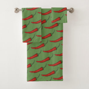 Red Green Hot Spicy Chili Pepper Vegetable Bad Handdoek