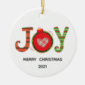 Red Green Joy kerstfeestdag Keramisch Ornament (Voorkant)