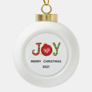 Red Green Joy kerstfeestdag Keramische Bal Ornament