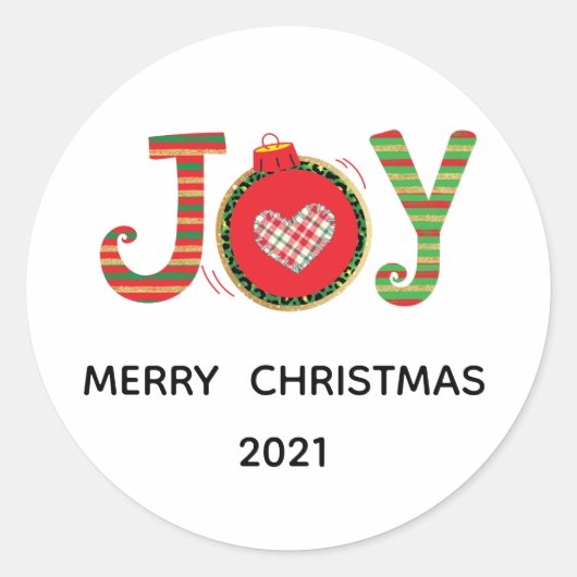 Red Green Joy kerstfeestdag Ronde Sticker (Voorkant)
