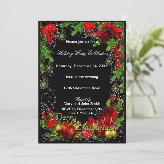 Red Green Joyeux Noël Fête Invitation (Debout devant)