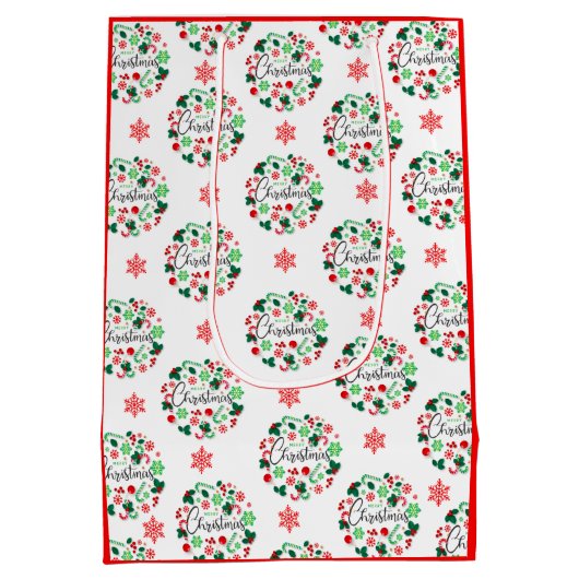 Red Green Joyeux Noël Wreath Medium Cadeau sac (Dos)