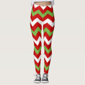 Red Green Kerstfeestdag Chevron Pattern Leggings (Voorkant)