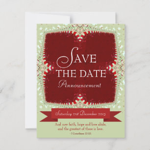 Red + Green Lace Enregistrer la date Invitation