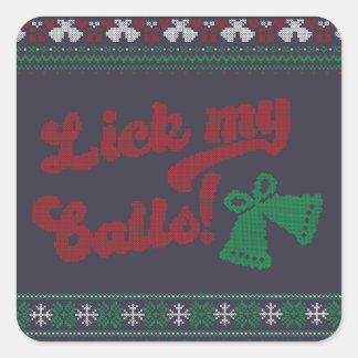 Red Green Lick My Balls Ugly kerst Vierkante Sticker