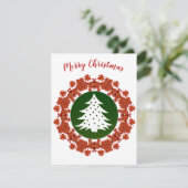 Red Green Merry kerstboom Floral Wreatcard (Staand voorkant)