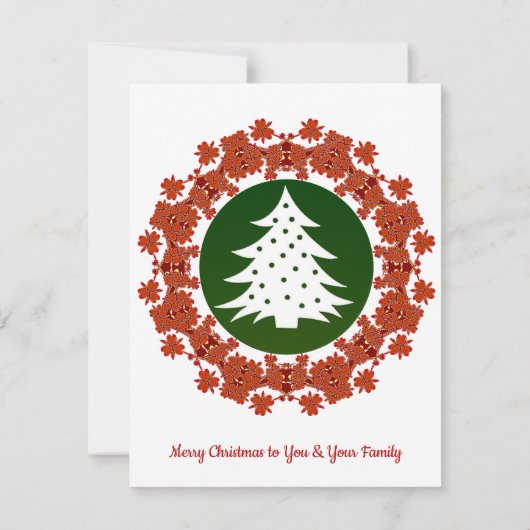 Red Green Merry kerstboom Floral Wreatcard (Achterkant)