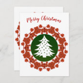Red Green Merry kerstboom Floral Wreatcard (Voorkant / Achterkant)