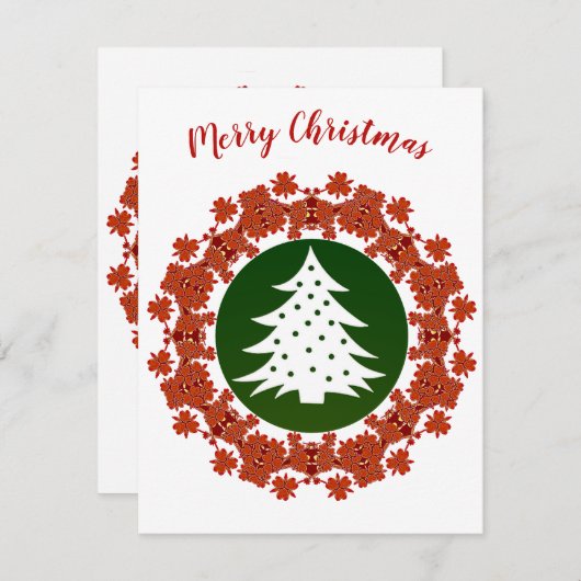 Red Green Merry kerstboom Floral Wreatcard (Voorkant / Achterkant)