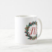 Red Green Monogram Initiaal kerstmis Koffiemok (Voorkant rechts)