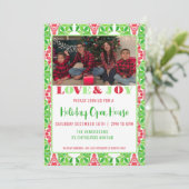 Red & Green Mosaic Holiday Open House Invitation (Debout devant)