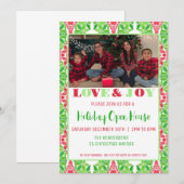 Red & Green Mosaic Holiday Open House Invitation (Devant / Derrière)