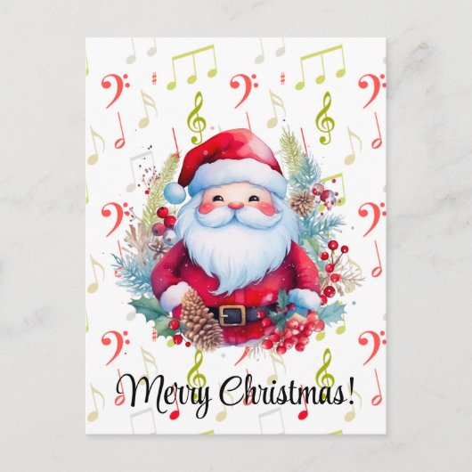Red Green Music Notes et carte postale du Père Noë (Devant)