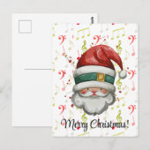 Red Green Music Notes et carte postale du Père Noë (Devant / Derrière)