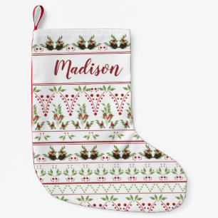 Red Green Nordic Pinecone Pattern Kleine Kerstsok