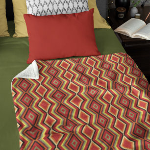 Red Green Oranje Yellow Black Tribal Art Pattern Fleece Deken