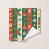 Red Green Pine and Berry Stripes Holiday Boho (Gant de toilette)