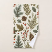 Red Green Pine et Berry Holiday Botanique rustique (Serviette à main)