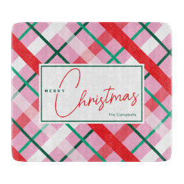 Red Green Pink Christmas Plaid Cutting Board Snijplank