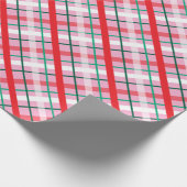 Red Green Pink Christmas Plaid Wrapping Paper Cadeaupapier (Hoek)