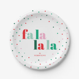 Red Green Pink Fa La La La Christmas Paper Plate Papieren Bordje