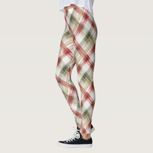 Red Green Plaid Christmas Stripes Leggings (Links)