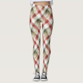 Red Green Plaid Christmas Stripes Leggings (Voorkant)