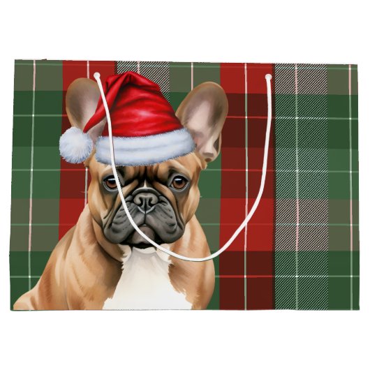 Red Green Plaid Frenchie Dog Lover Holiday Groot Cadeauzakje (Achterkant)
