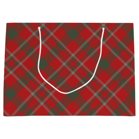 Red Green Plaid Holiday Gift Bag Groot Cadeauzakje (Voorkant)