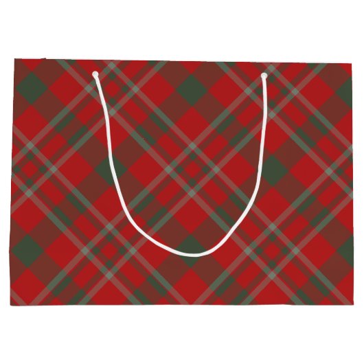 Red Green Plaid Holiday Gift Bag Groot Cadeauzakje (Achterkant)