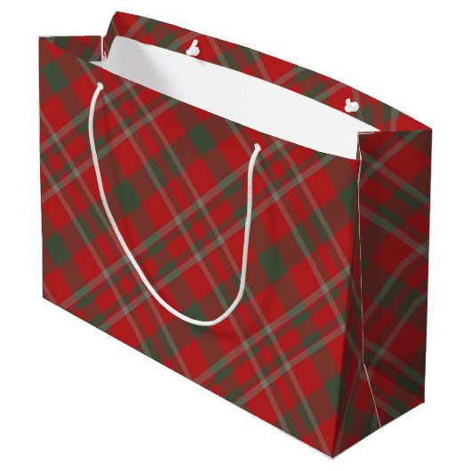Red Green Plaid Holiday Gift Bag Groot Cadeauzakje (Achterkant Gekanteld)