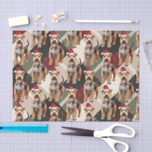 Red Green Plaid Lakeland Terrier Kerstvakantie Tissuepapier