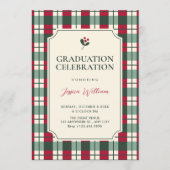 Red green plaid tartan pattern graduation kaart (Voorkant)