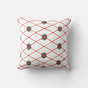 Red Green Poinsettias Criss Croix Motifs Coussins