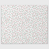 Red Green Polka Dot Pattern Kerstmis Cadeaupapier (Vlak)