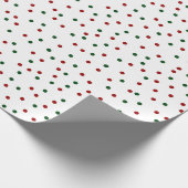 Red Green Polka Dot Pattern Kerstmis Cadeaupapier (Hoek)