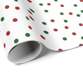 Red Green Polka Dot Pattern Kerstmis Cadeaupapier (Rol Hoek)