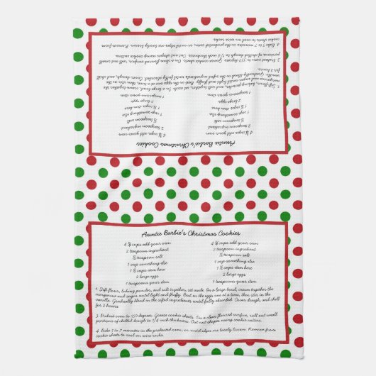Red Green Polka Dot Whimsical Keepomwille Recipie Theedoek (Verticaal)
