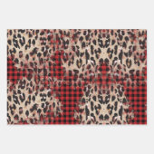 Red & Green Pset en Cheetah Funky Kerstmis Inpakpapier Vel (Voorkant)