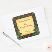 Red Green Pset Holly Editable Holiday Gift Label (Envelop)